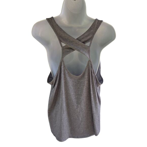 Athleta Yogini Tank Top XL Cross Back Studio to Street Wicking Gray Activewear - Picture 7 of 7